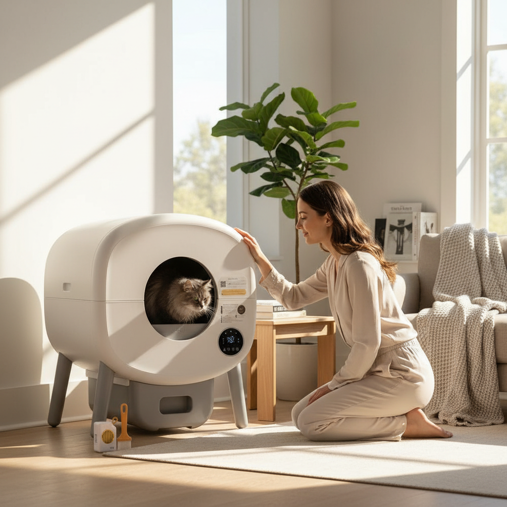 Fully Automatic Smart Cat Litter Box, Large Capacity Self-cleaning Cat Litter Box