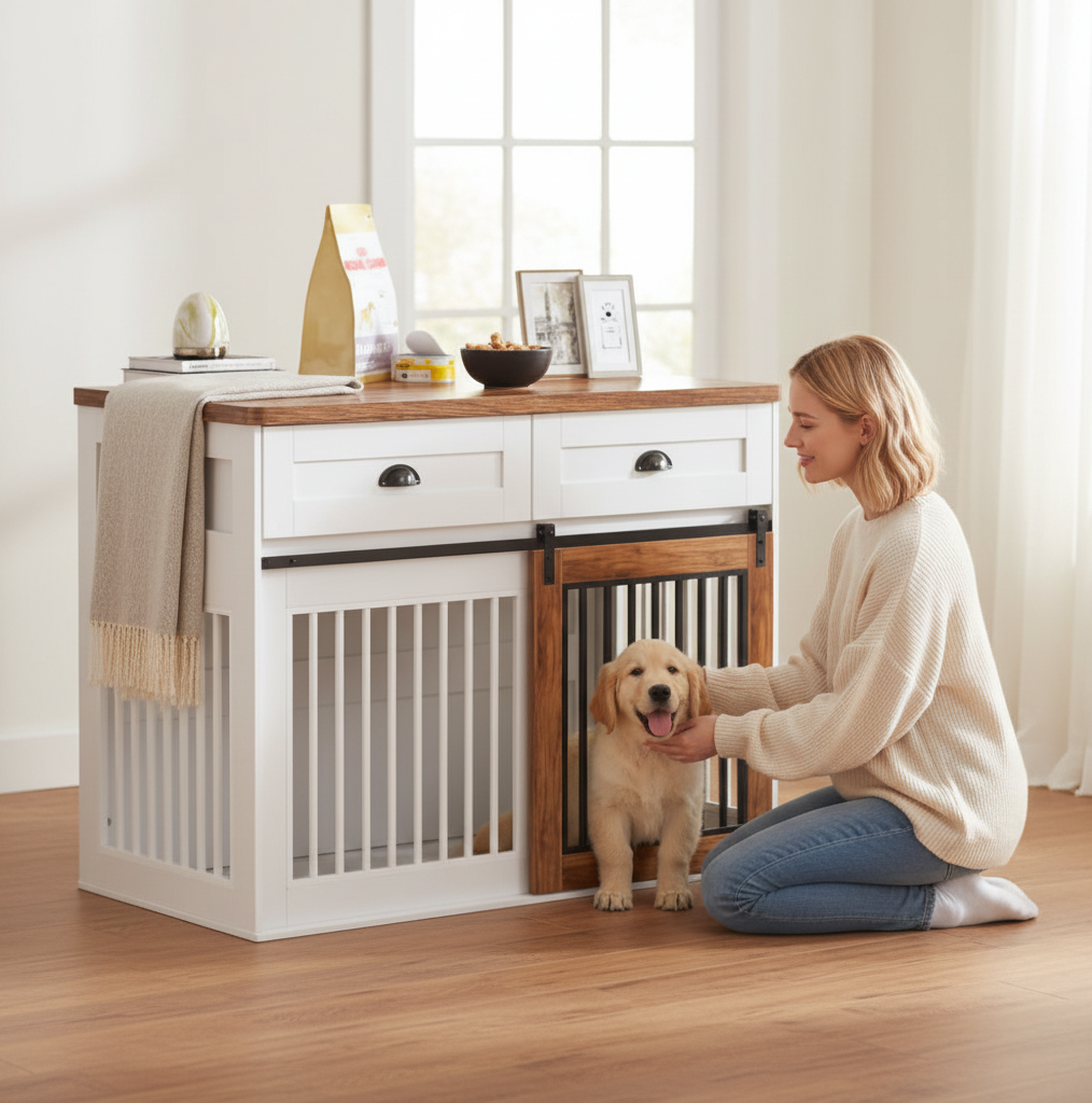 Wooden Pet Crate End Table Furniture