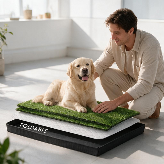 Menkxi 35 x 22.6 Dog Grass Pad Large Patch Potty with 2 Artificial Dog Grass Washable Puppy Pee Pad Foldable Dog Litter Box Indoor Outdoor Dog Potty Portable Pet Loo for Travel Balcony