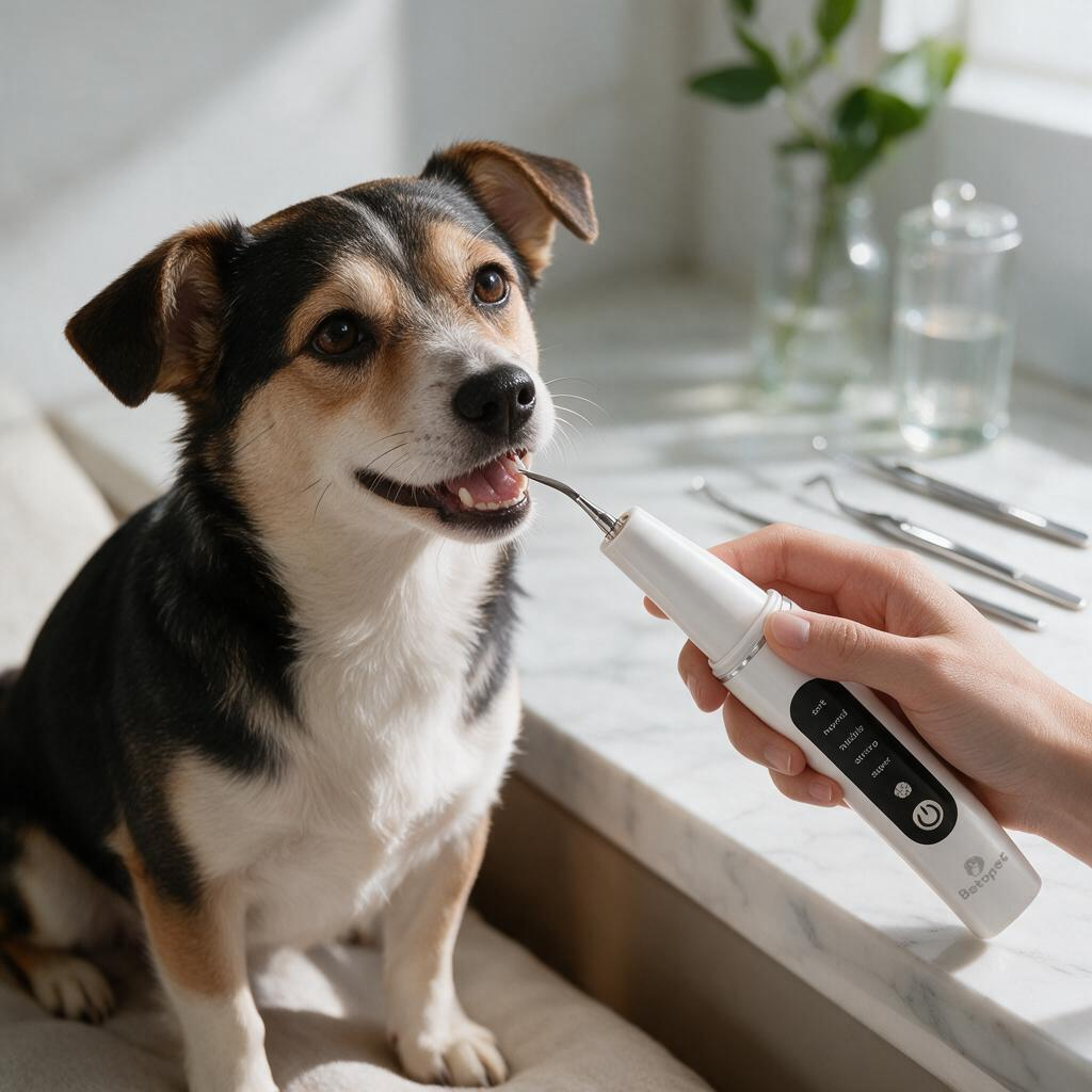 BETOPET Plaque Remover for Teeth - Dog Electric Toothbrush 5 Modes Ultrasonic Dog Teeth Cleaning Kit Effective Care of Teeth Suitable for Dogs and Cats