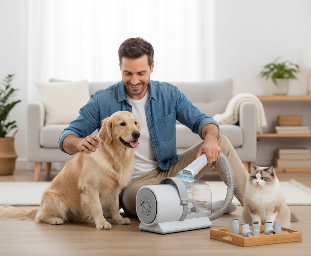 Dog Grooming Clippers with 2.5L Cup & 3 Suction Modes