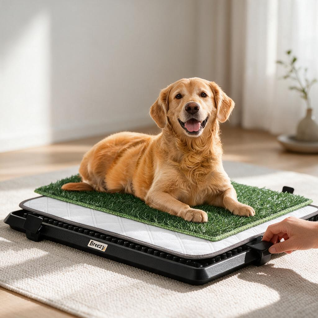 Super Absorbent Dog Grass Pad with Tray 4-Layer Guard to Stop Leakage/Stink/Mess for Puppy Health Reusable Washable Pee Pads for Dogs Potty Training Dog Litter Box for Indoor Outdoor 20"*30"