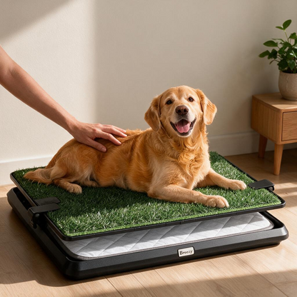 Super Absorbent Dog Grass Pad with Tray 4-Layer Guard to Stop Leakage/Stink/Mess for Puppy Health Reusable Washable Pee Pads for Dogs Potty Training Dog Litter Box for Indoor Outdoor 20"*30"
