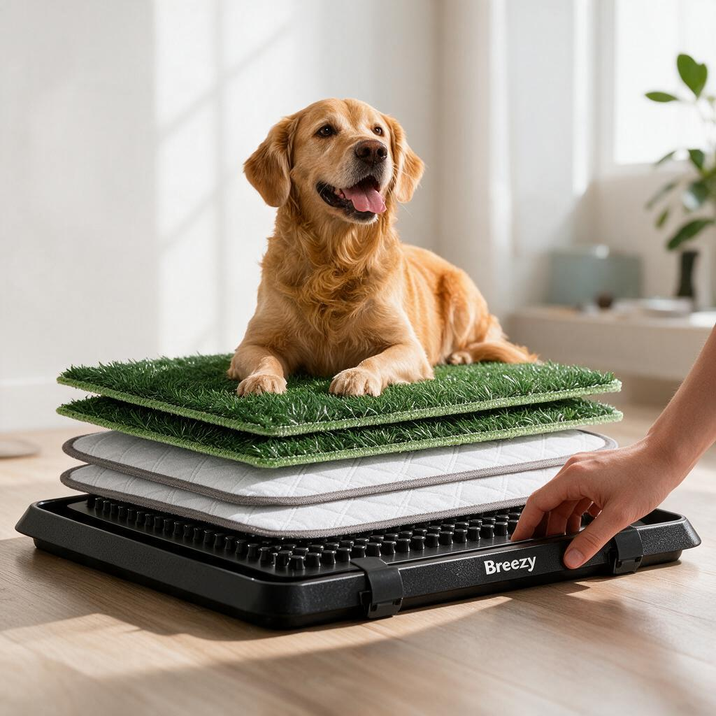 Super Absorbent Dog Grass Pad with Tray 4-Layer Guard to Stop Leakage/Stink/Mess for Puppy Health Reusable Washable Pee Pads for Dogs Potty Training Dog Litter Box for Indoor Outdoor 20"*30"