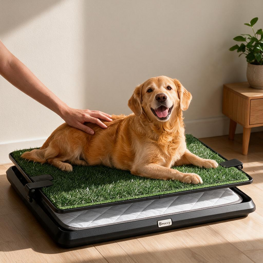 Super Absorbent Dog Grass Pad with Tray 4-Layer Guard to Stop Leakage/Stink/Mess for Puppy Health Reusable Washable Pee Pads for Dogs Potty Training Dog Litter Box for Indoor Outdoor 20"*30"