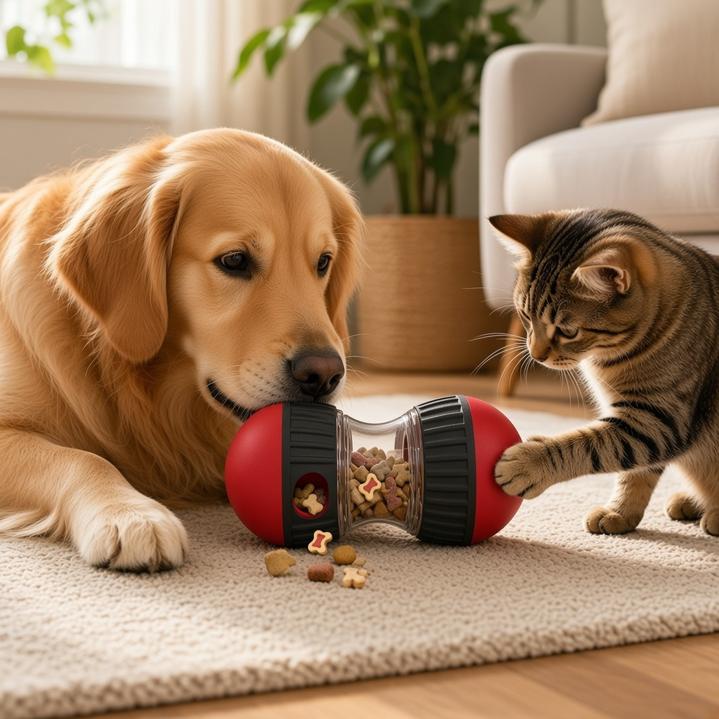 COSOWO Interactive Dog Treat Dispenser and Puzzle Toys Dog Slow Food Feeder Rolling Ball for Reducing Boredom and IQ Training Toys Red