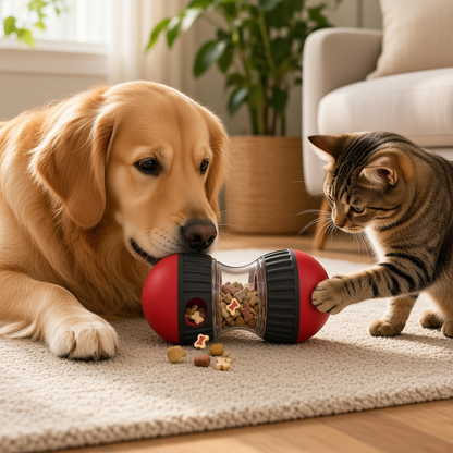 COSOWO Interactive Dog Treat Dispenser and Puzzle Toys Dog Slow Food Feeder Rolling Ball for Reducing Boredom and IQ Training Toys Red