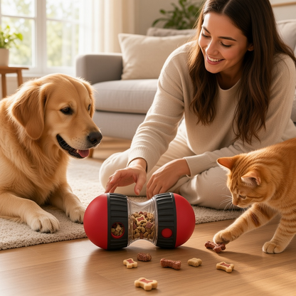 COSOWO Interactive Dog Treat Dispenser and Puzzle Toys Dog Slow Food Feeder Rolling Ball for Reducing Boredom and IQ Training Toys Red