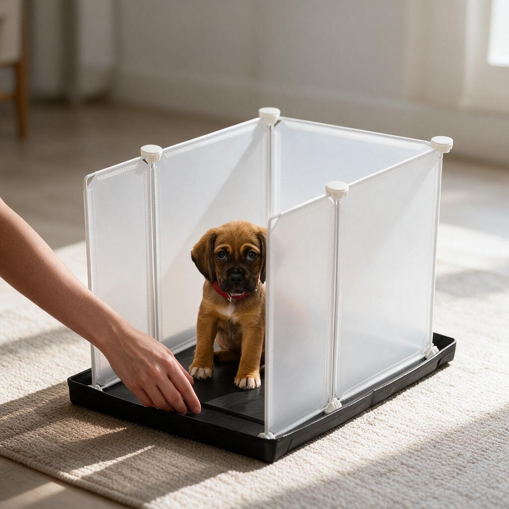 MEEXPAWS Puppy Dog Pee Pad Holder with Dog Litter Box Enclosure Splash Guard Foldable Liner Base 23 x 15 Indoor Dog Potty DIY Dog & Cat Litter Box Shields Dog Litter Box with High Walls