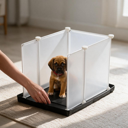 MEEXPAWS Puppy Dog Pee Pad Holder with Dog Litter Box Enclosure Splash Guard Foldable Liner Base 23 x 15 Indoor Dog Potty DIY Dog & Cat Litter Box Shields Dog Litter Box with High Walls