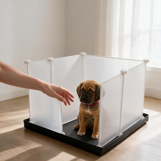 MEEXPAWS Puppy Dog Pee Pad Holder with Dog Litter Box Enclosure Splash Guard Foldable Liner Base 23 x 15 Indoor Dog Potty DIY Dog & Cat Litter Box Shields Dog Litter Box with High Walls