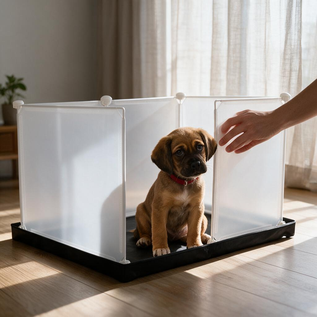 MEEXPAWS Puppy Dog Pee Pad Holder with Dog Litter Box Enclosure Splash Guard Foldable Liner Base 23 x 15 Indoor Dog Potty DIY Dog & Cat Litter Box Shields Dog Litter Box with High Walls