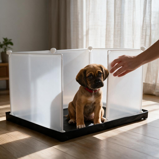 MEEXPAWS Puppy Dog Pee Pad Holder with Dog Litter Box Enclosure Splash Guard Foldable Liner Base 23 x 15 Indoor Dog Potty DIY Dog & Cat Litter Box Shields Dog Litter Box with High Walls