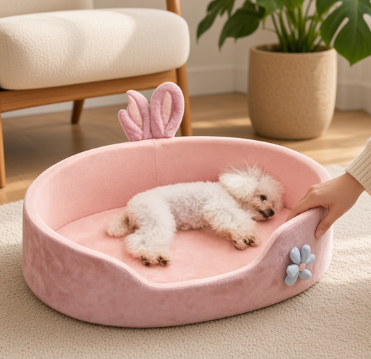 Washable Plush Dog Bed for Small to Large Pets (One Set)