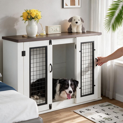 Furniture Style Dog Cage, Wooden Dog Cage, Double Door Dog Cage, Side Cabinet Dog Cage, Dog Crate