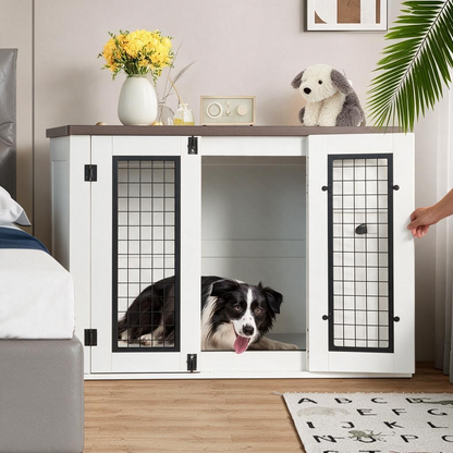 Furniture Style Dog Cage, Wooden Dog Cage, Double Door Dog Cage, Side Cabinet Dog Cage, Dog Crate