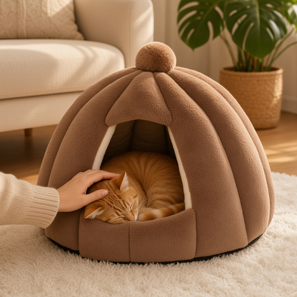 Pumpkin Shaped Cozy Cat & Dog House Tent