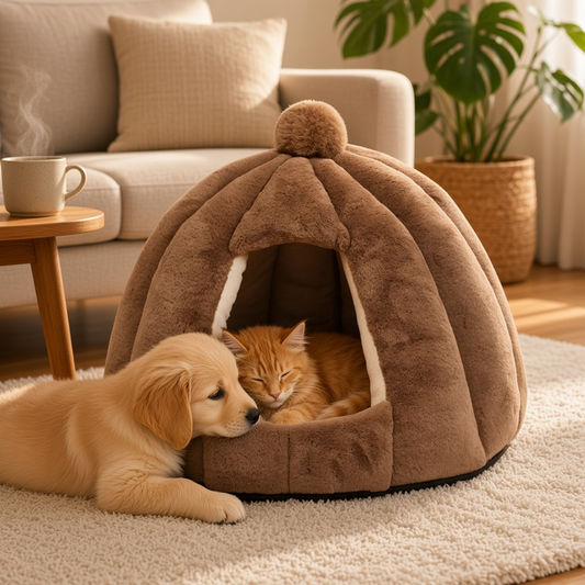 Pumpkin Shaped Cozy Cat & Dog House Tent