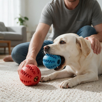 Feixun Dog Treat Toy Ball Dog Tooth Cleaning Toy Interactive Dog Toys 2.8" Pack of 2