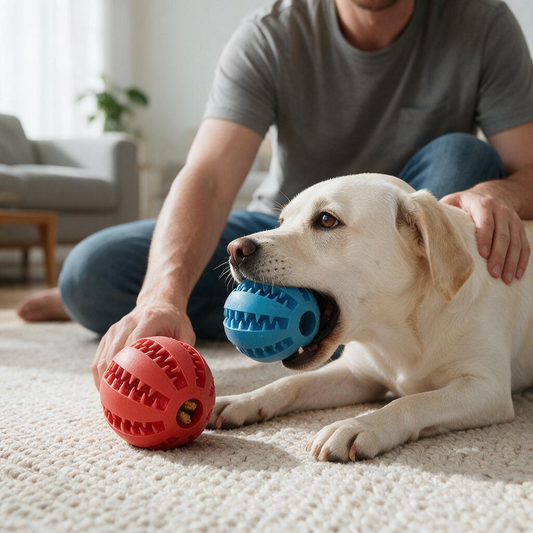 Feixun Dog Treat Toy Ball Dog Tooth Cleaning Toy Interactive Dog Toys 2.8" Pack of 2