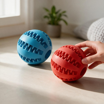 Feixun Dog Treat Toy Ball Dog Tooth Cleaning Toy Interactive Dog Toys 2.8" Pack of 2