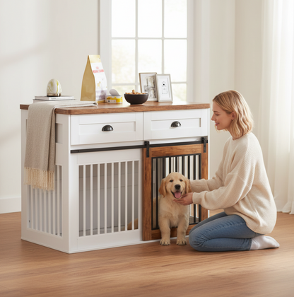 Wooden Pet Crate End Table Furniture