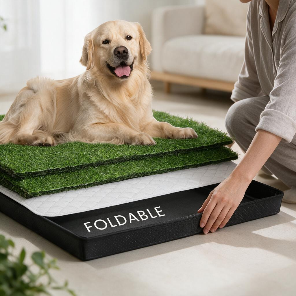 Menkxi 35 x 22.6 Dog Grass Pad Large Patch Potty with 2 Artificial Dog Grass Washable Puppy Pee Pad Foldable Dog Litter Box Indoor Outdoor Dog Potty Portable Pet Loo for Travel Balcony