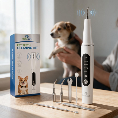 BETOPET Plaque Remover for Teeth - Dog Electric Toothbrush 5 Modes Ultrasonic Dog Teeth Cleaning Kit Effective Care of Teeth Suitable for Dogs and Cats