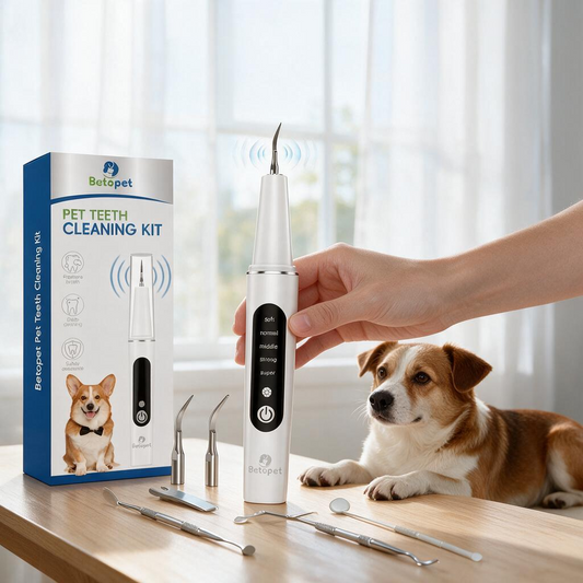 BETOPET Plaque Remover for Teeth - Dog Electric Toothbrush 5 Modes Ultrasonic Dog Teeth Cleaning Kit Effective Care of Teeth Suitable for Dogs and Cats