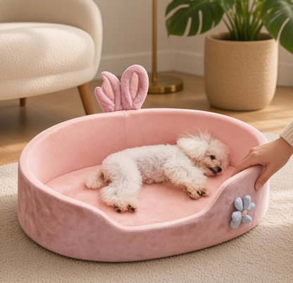 Washable Plush Dog Bed for Small to Large Pets (One Set)