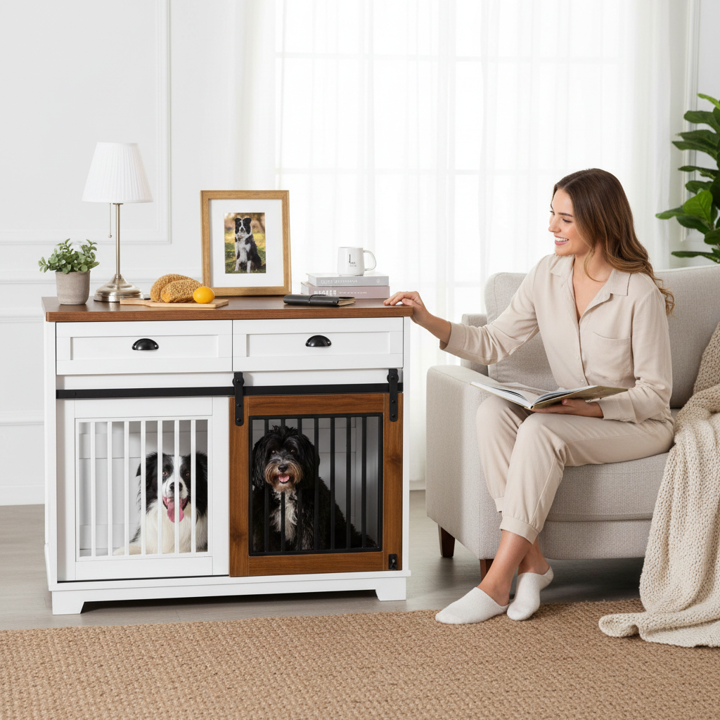 Wooden Pet Crate End Table Furniture
