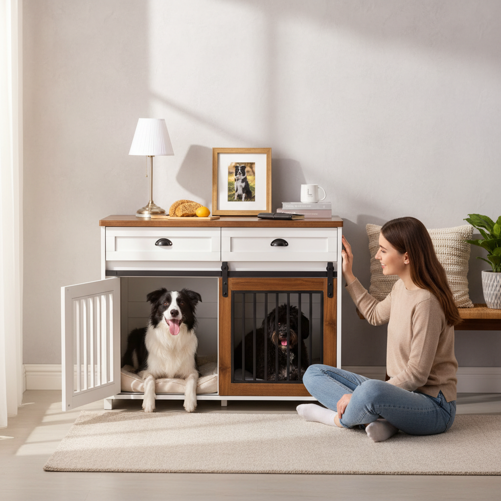 Wooden Pet Crate End Table Furniture