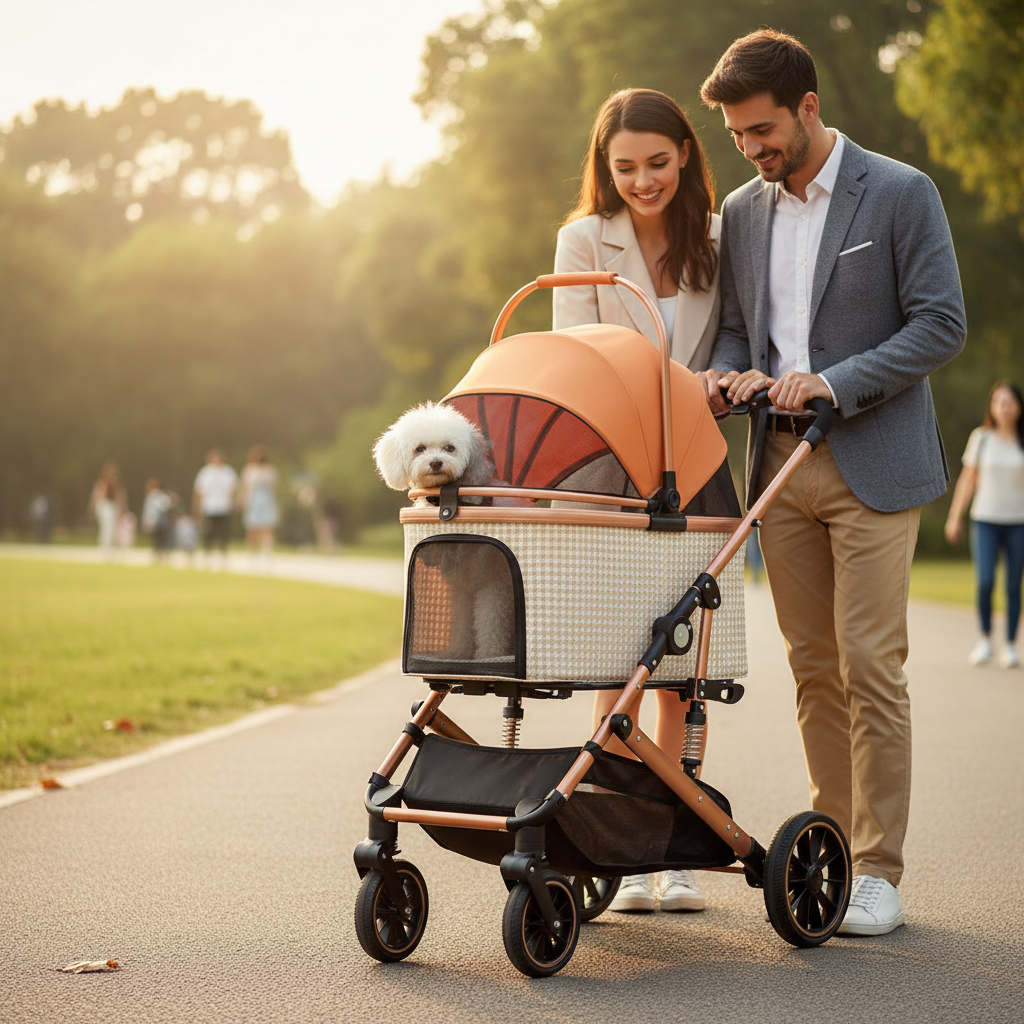 BNDC Medium Pet Stroller for Large Dogs, Foldable