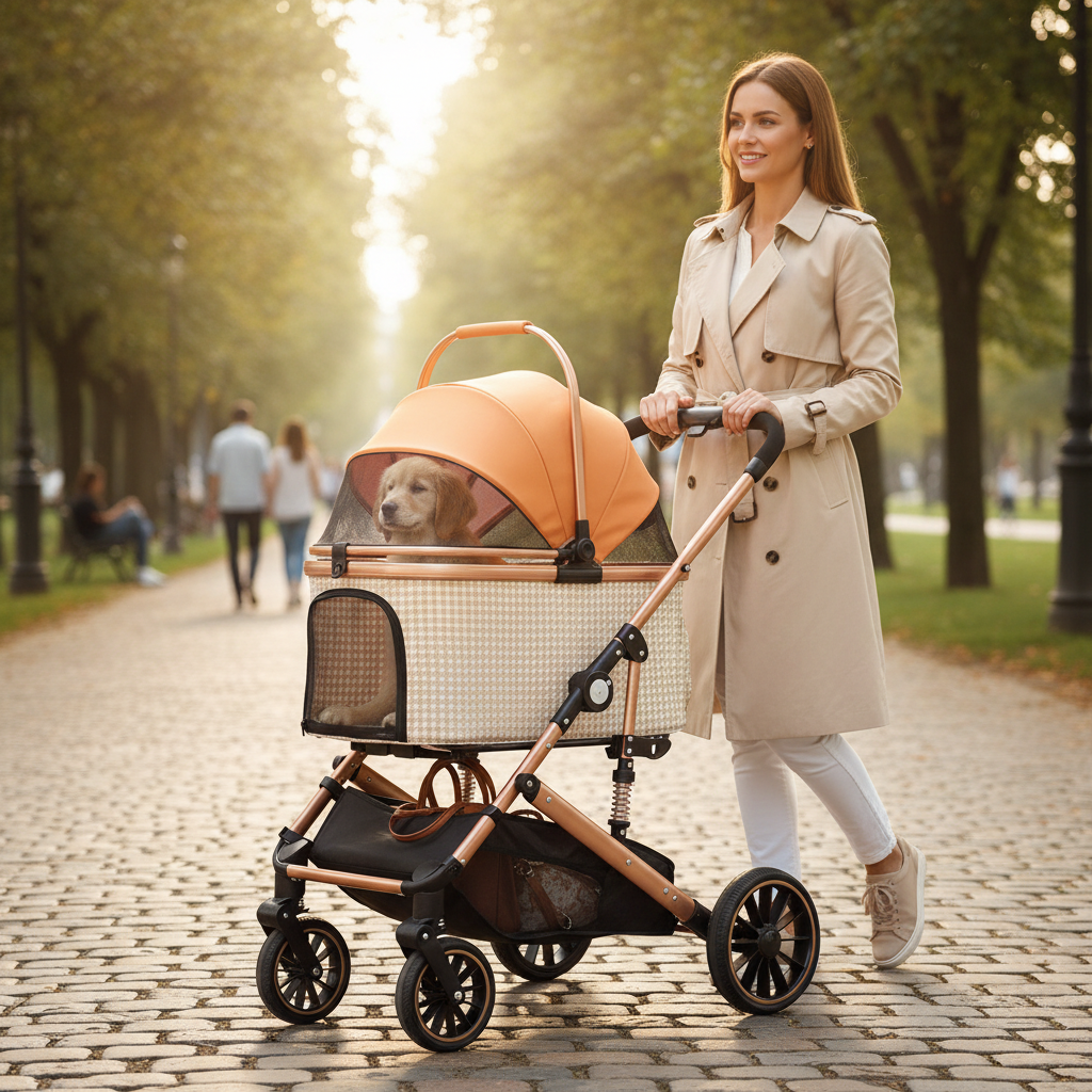 BNDC Medium Pet Stroller for Large Dogs, Foldable
