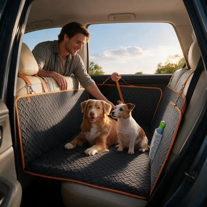 oneisall Back Seat Extender for Dogs Hard Bottom Car Seat Cover for Dogs Holds 500lbs Waterproof Sturdy Dog Travel Bed for Car Protector Dog Hammock with Mesh Window for Car SUV Small Truck