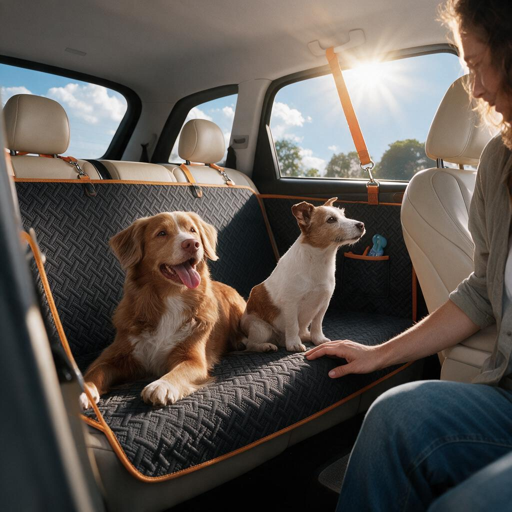 oneisall Back Seat Extender for Dogs Hard Bottom Car Seat Cover for Dogs Holds 500lbs Waterproof Sturdy Dog Travel Bed for Car Protector Dog Hammock with Mesh Window for Car SUV Small Truck