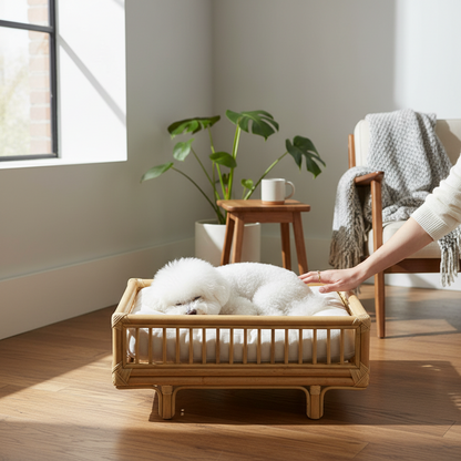 Natural Rattan Square Dog Bed