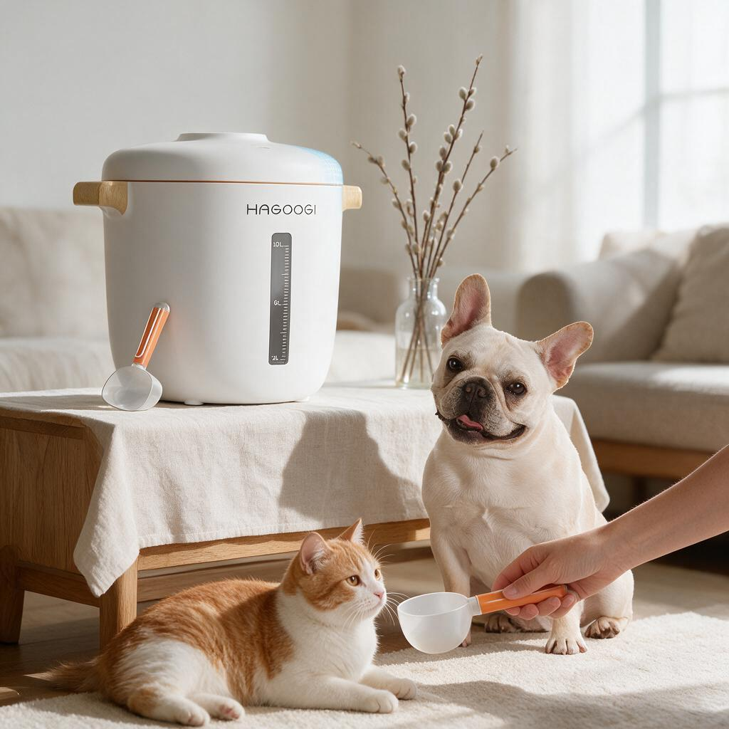 HAGOOGI Airtight Dog Food Storage Container Automatic Vacuum Food Container for Dog Cat Bird and Other Pet Food Storage Up to 20lbs Keep Fresh for 2 Months Rechargeable Lower Noise Good Decor