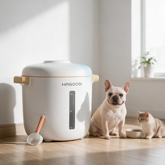 HAGOOGI Airtight Dog Food Storage Container Automatic Vacuum Food Container for Dog Cat Bird and Other Pet Food Storage Up to 20lbs Keep Fresh for 2 Months Rechargeable Lower Noise Good Decor