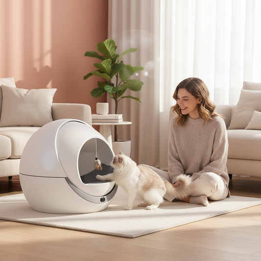 Automatic Rotating Cat Litter Box with Detachable Door