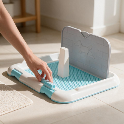 Dog Toilet Indoor Puppy Training Cat Potty Fence Scheduled Urination Tray Portable Waterproof Pee Pad Holder Mesh for or Porch Litter Box (Blue)