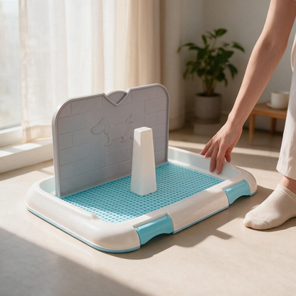 Dog Toilet Indoor Puppy Training Cat Potty Fence Scheduled Urination Tray Portable Waterproof Pee Pad Holder Mesh for or Porch Litter Box (Blue)