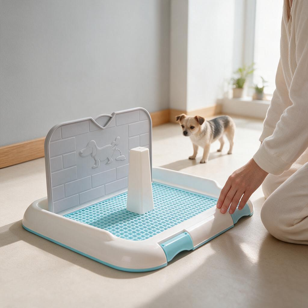 Dog Toilet Indoor Puppy Training Cat Potty Fence Scheduled Urination Tray Portable Waterproof Pee Pad Holder Mesh for or Porch Litter Box (Blue)