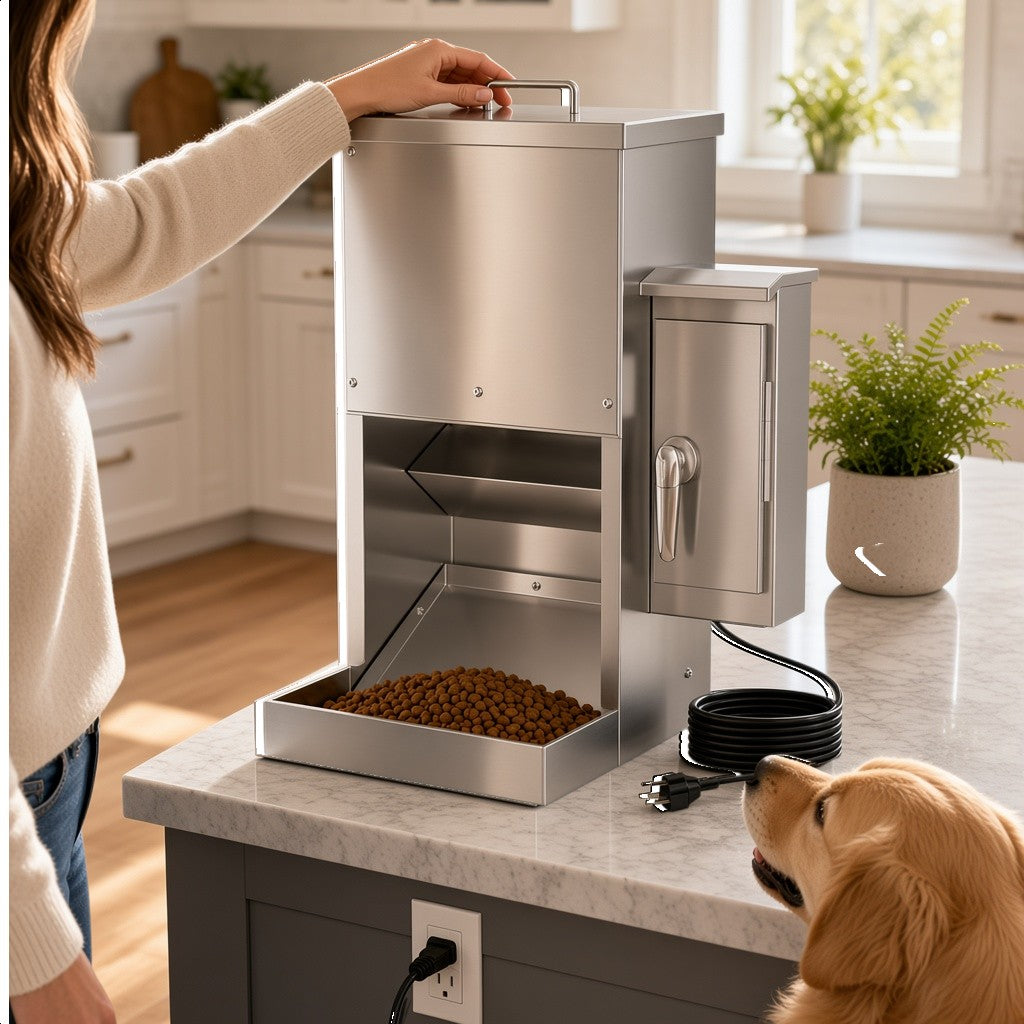 PiCOOP 16L Dog Automatic Feeder Large Capacity Stainless Steel with Timer Wall-Mountable Rodent-Proof Extra-Large Tray for Large Pet