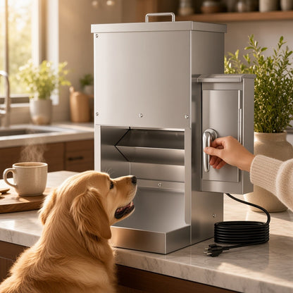 PiCOOP 16L Dog Automatic Feeder Large Capacity Stainless Steel with Timer Wall-Mountable Rodent-Proof Extra-Large Tray for Large Pet